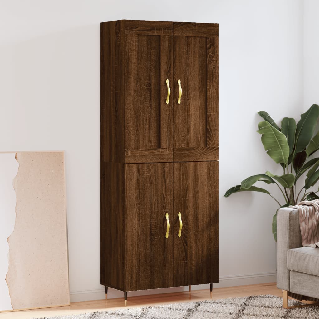 Skříň highboard hnědý dub 69,5 x 34 x 180 cm kompozitní dřevo