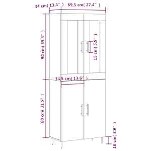 Skříň highboard betonově šedá 69,5x34x180 cm kompozitní dřevo - obrázek 13