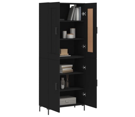 vidaXL Hoge kast 69,5x34x180 cm bewerkt hout zwart