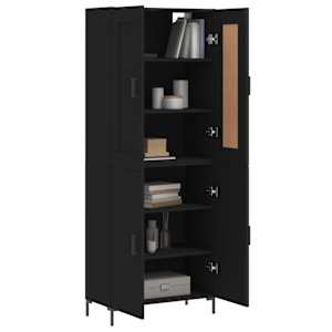 vidaXL Hoge kast 69,5x34x180 cm bewerkt hout zwart