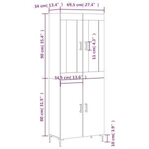 Skříň highboard dub sonoma 69,5 x 34 x 180 cm kompozitní dřevo - obrázek 13