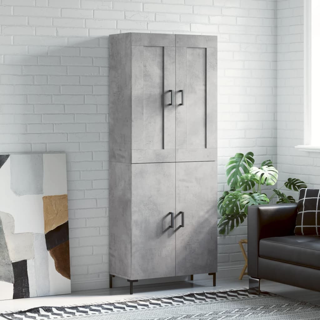 Skříň highboard betonově šedá 69,5x34x180 cm kompozitní dřevo