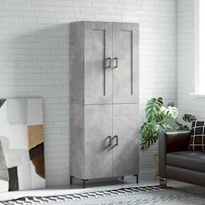 Visoka komoda betonsko siva 69,5x34x180 cm inženirski les