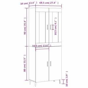 Skříň highboard dub sonoma 69,5 x 34 x 180 cm kompozitní dřevo - obrázek 13