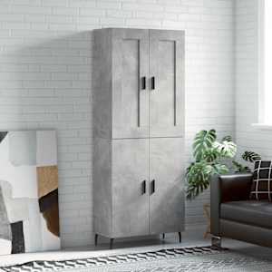 Visoka komoda betonsko siva 69,5x34x180 cm inženirski les