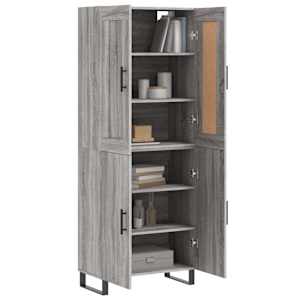 vidaXL Buffet haut Sonoma gris 69,5x34x180 cm Bois d'ing&eacute;nierie