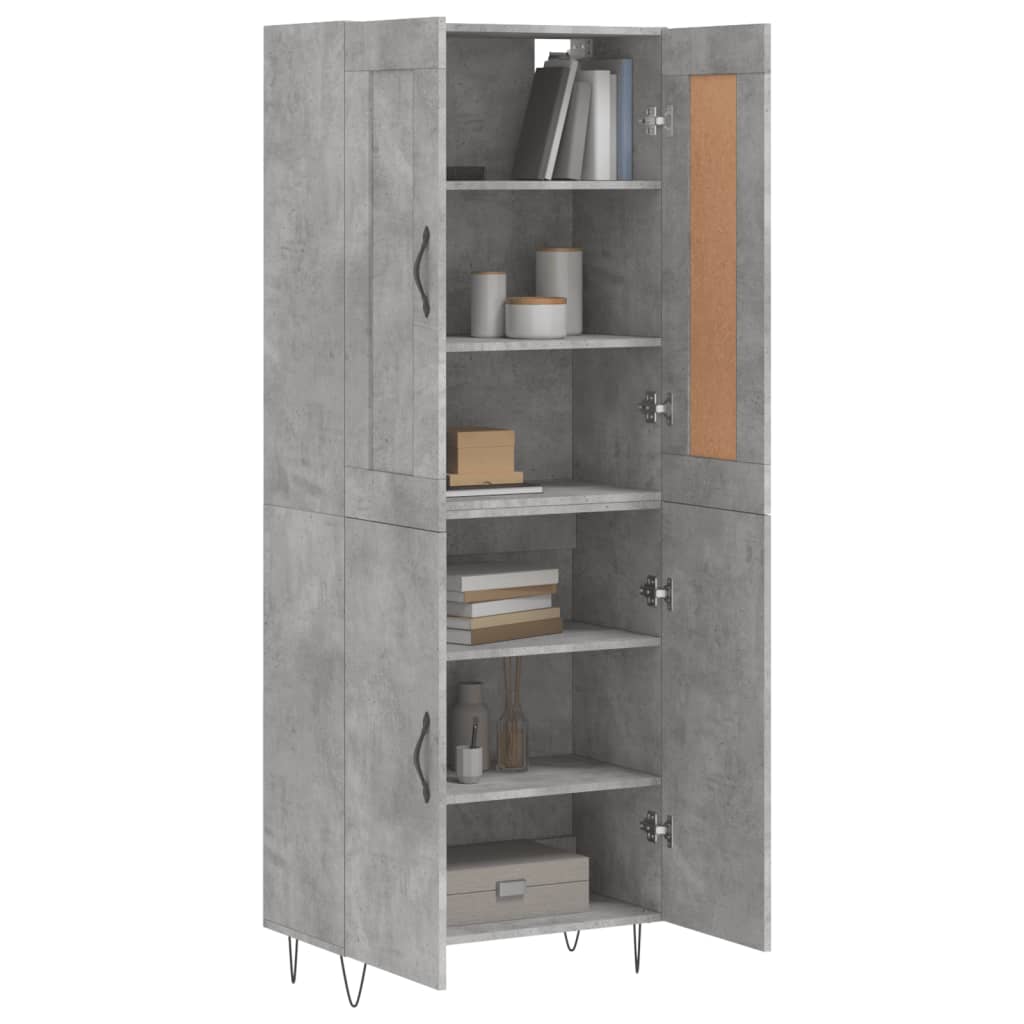 vidaXL Hoge kast 69,5x34x180 cm bewerkt hout betongrijs