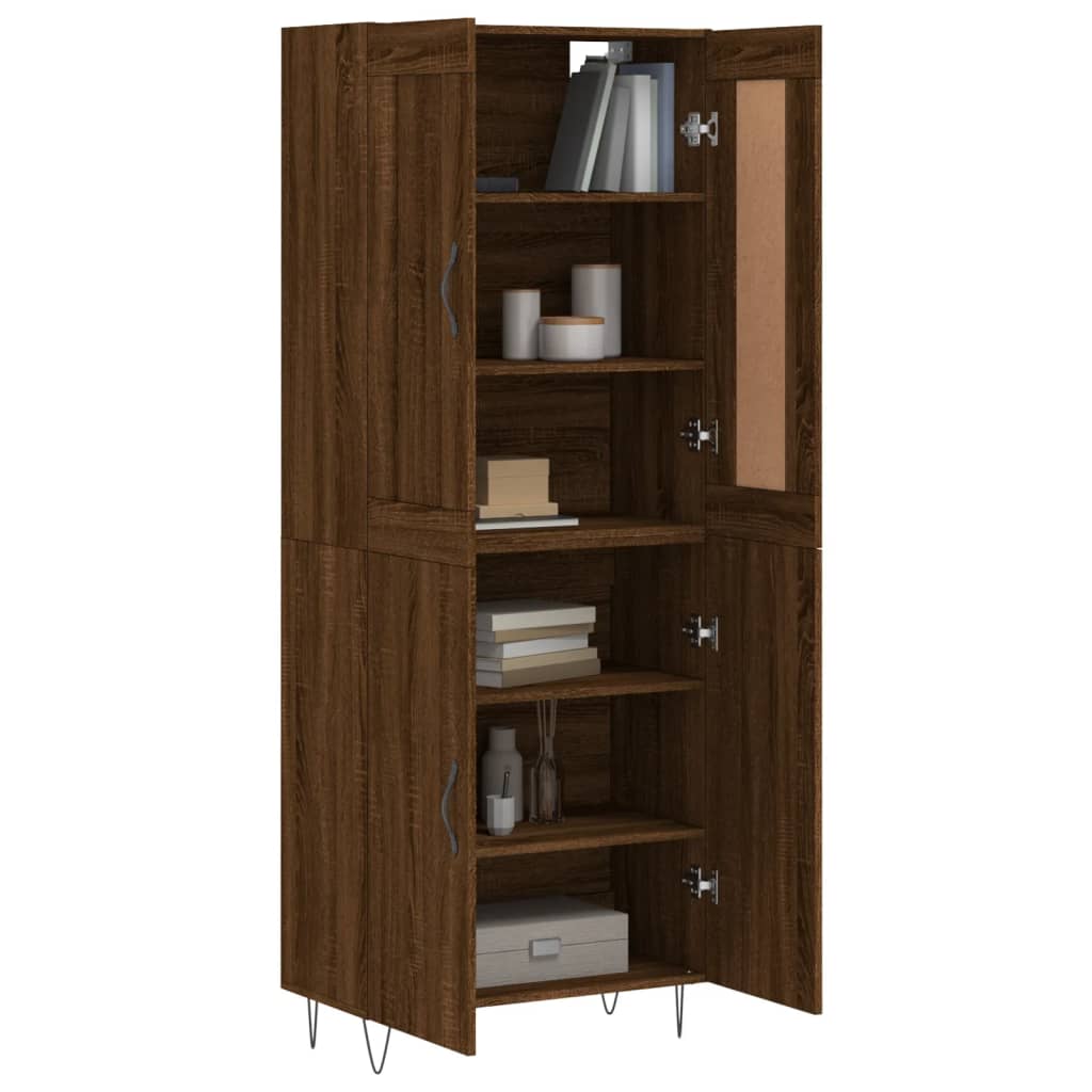 vidaXL Highboard brun eik 69,5x34x180 cm konstruert tre