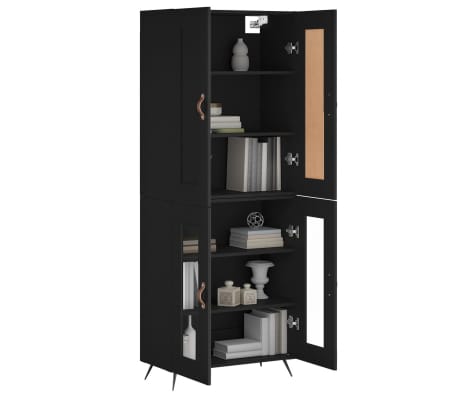 vidaXL Highboard svart 69,5x34x180 cm konstruert tre