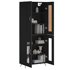 vidaXL Highboard svart 69,5x34x180 cm konstruert tre