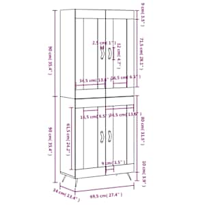 Skříň highboard betonově šedá 69,5x34x180 cm kompozitní dřevo - obrázek 13