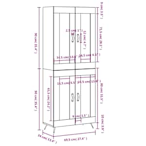 Skříň highboard kouřový dub 69,5 x 34 x 180 cm kompozitní dřevo - obrázek 13