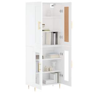 Skříň highboard bílá 69,5 x 34 x 180 cm kompozitní dřevo - obrázek 3