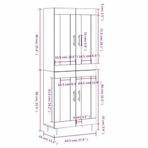 Skříň highboard bílá 69,5 x 34 x 180 cm kompozitní dřevo - obrázek 13