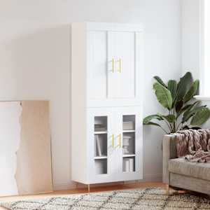 Skříň highboard bílá 69,5 x 34 x 180 cm kompozitní dřevo - obrázek 1