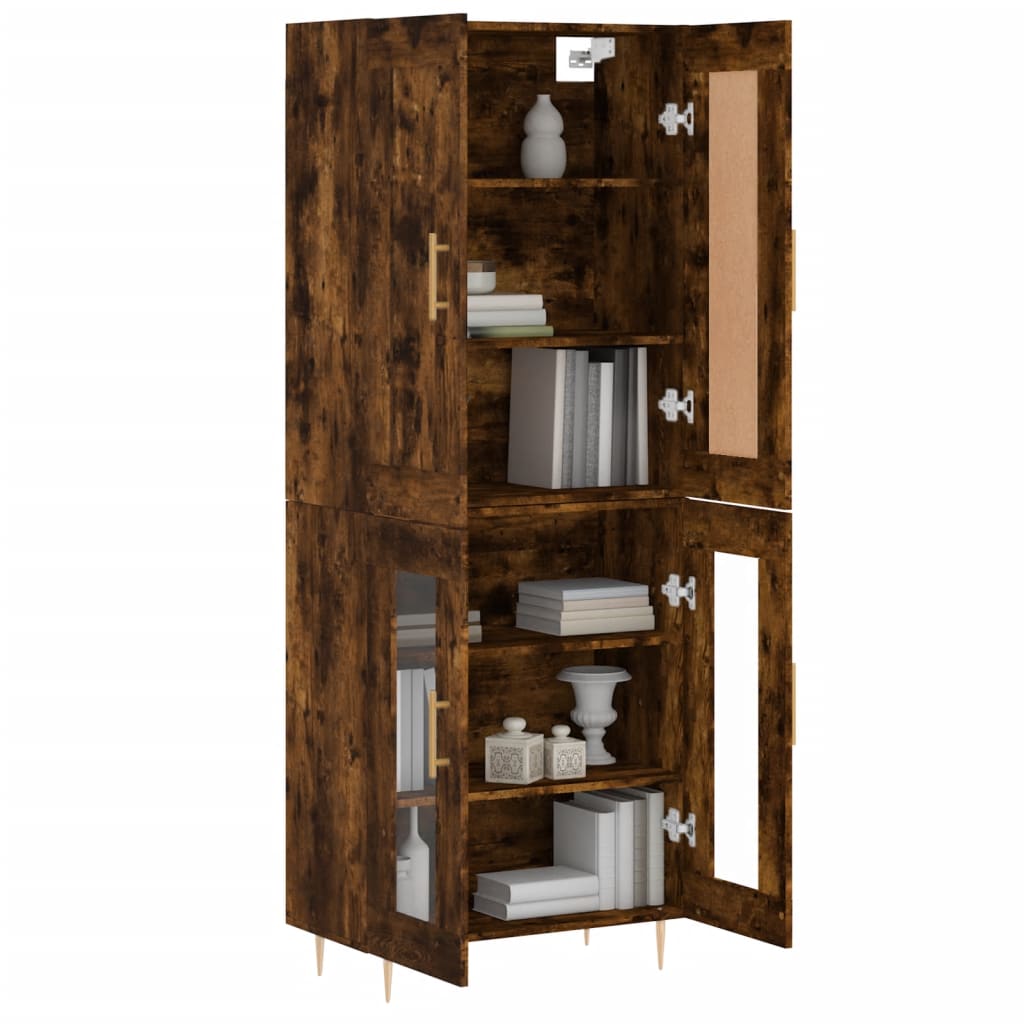 vidaXL Hoge kast 69,5x34x180 cm bewerkt hout gerookt eikenkleurig