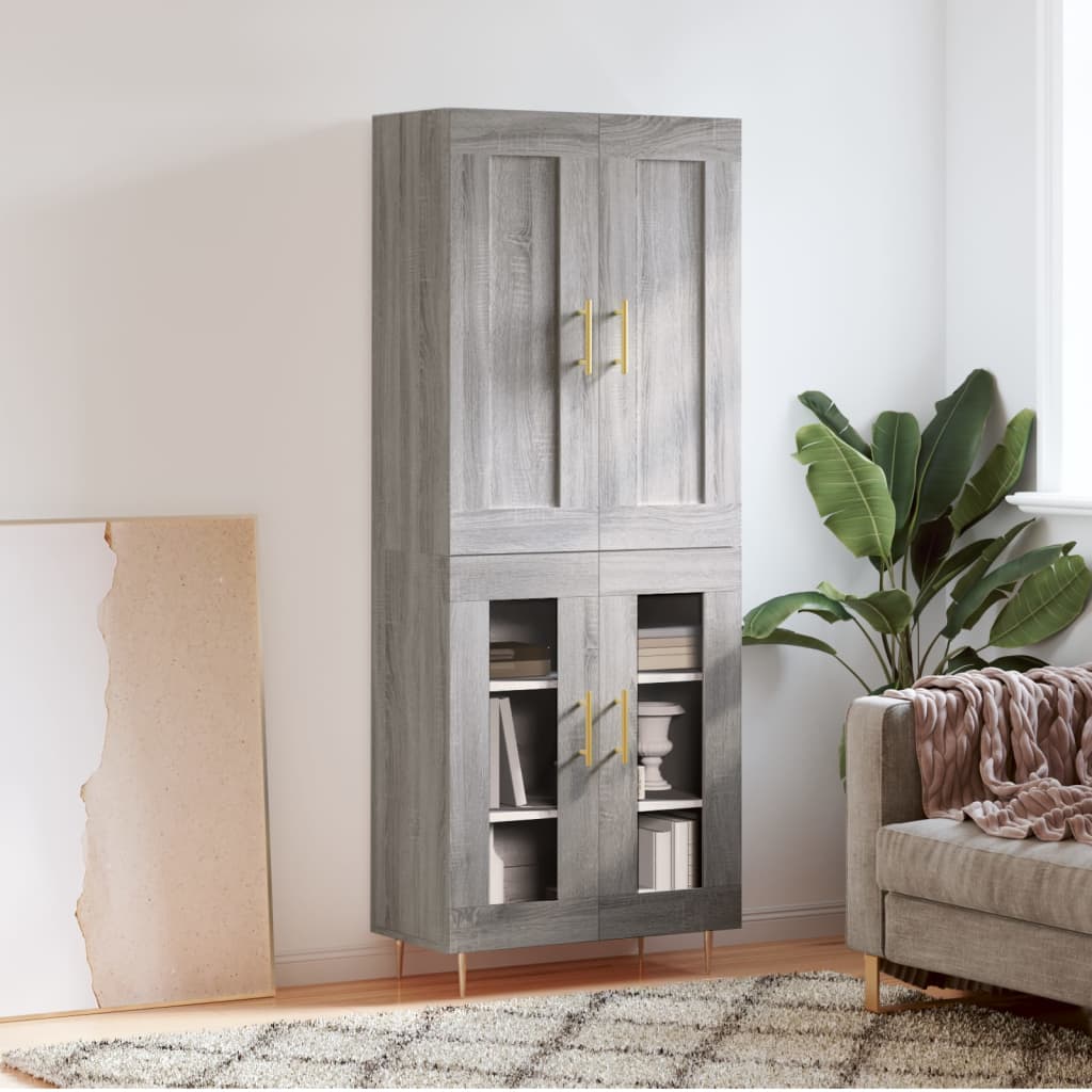 vidaXL Highboard Grau Sonoma 69,5x34x180 cm Holzwerkstoff