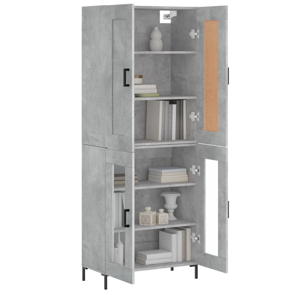 vidaXL Highboard betonggrå 69,5x34x180 cm konstruert tre