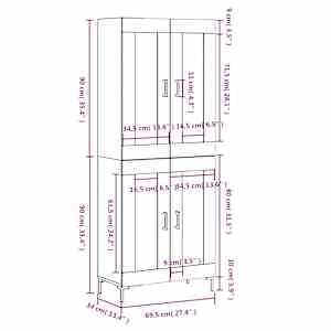 Skříň highboard betonově šedá 69,5x34x180 cm kompozitní dřevo - obrázek 13