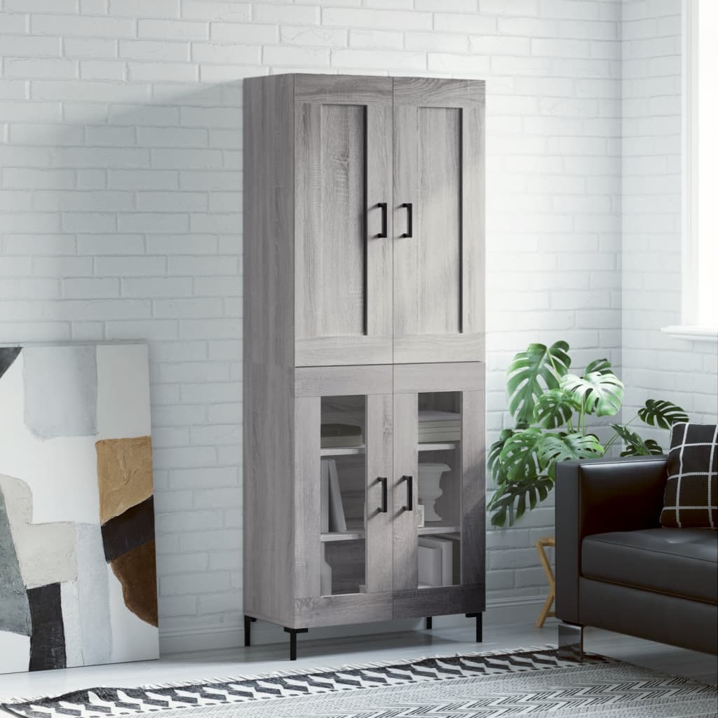 vidaXL Dulap înalt, gri sonoma, 69,5x34x180 cm, lemn compozit