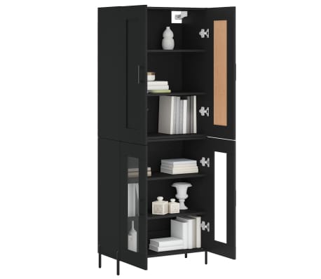 vidaXL Komoda, juodos spalvos, 69,5x34x180cm, apdirbta mediena