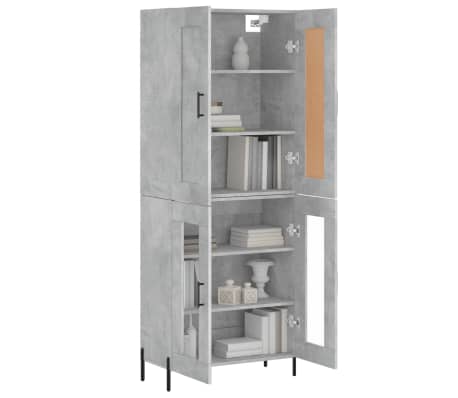 vidaXL Highboard betonggr&aring; 69,5x34x180 cm konstruert tre
