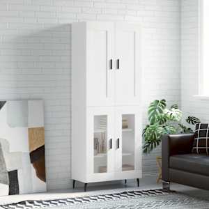 Visoka omara bela 69,5x34x180 cm inženirski les