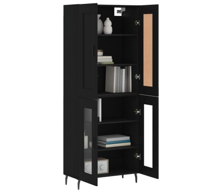 vidaXL Висок шкаф, черен, 69,5x34x180 см, инженерно дърво