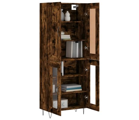 vidaXL Hoge kast 69,5x34x180 cm bewerkt hout gerookt eikenkleurig