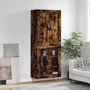 Visoka komoda dimljen hrast 69,5x34x180 cm inženirski les