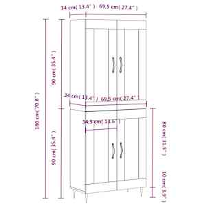 Skříň highboard dub sonoma 69,5 x 34 x 180 cm kompozitní dřevo - obrázek 11