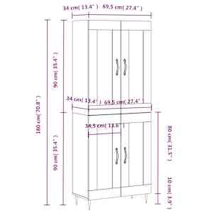 Skříň highboard betonově šedá 69,5x34x180 cm kompozitní dřevo - obrázek 11
