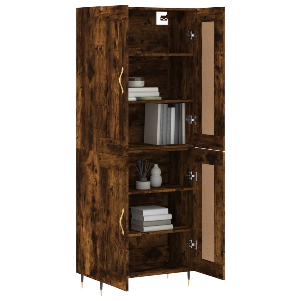 vidaXL Hoge kast 69,5x34x180 cm bewerkt hout gerookt eikenkleurig