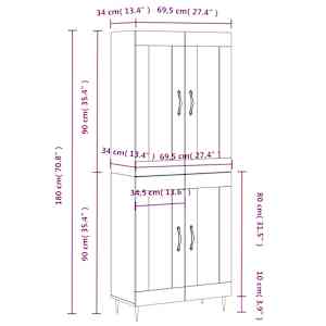 Skříň highboard šedá sonoma 69,5 x 34 x 180 cm kompozitní dřevo - obrázek 11