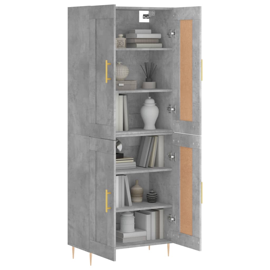 vidaXL - Hoge - kast - 69,5x34x180 - cm - bewerkt - hout - betongrijs