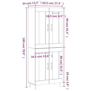 Skříň highboard betonově šedá 69,5x34x180 cm kompozitní dřevo - obrázek 13