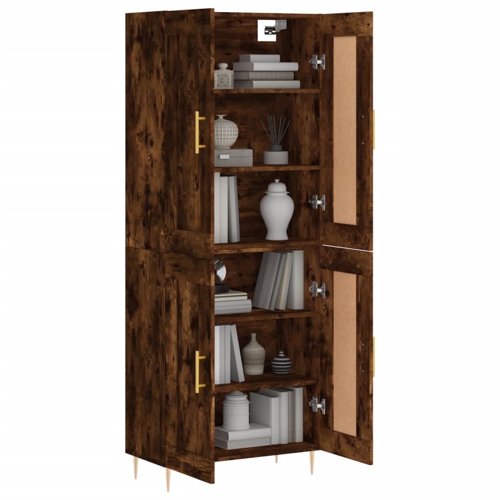 vidaXL Hoge kast 69,5x34x180 cm bewerkt hout gerookt eikenkleurig