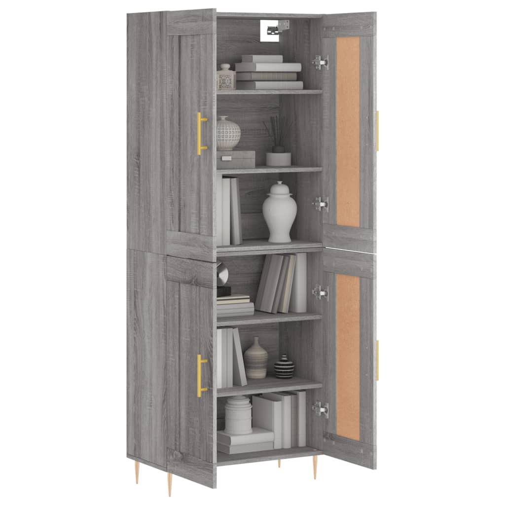 vidaXL Hoge kast 69,5x34x180 cm bewerkt hout grijs sonoma eikenkleurig