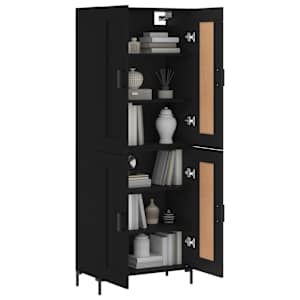 vidaXL Skř&iacute;ň highboard čern&aacute; 69,5 x 34 x 180 cm kompozitn&iacute; dřevo
