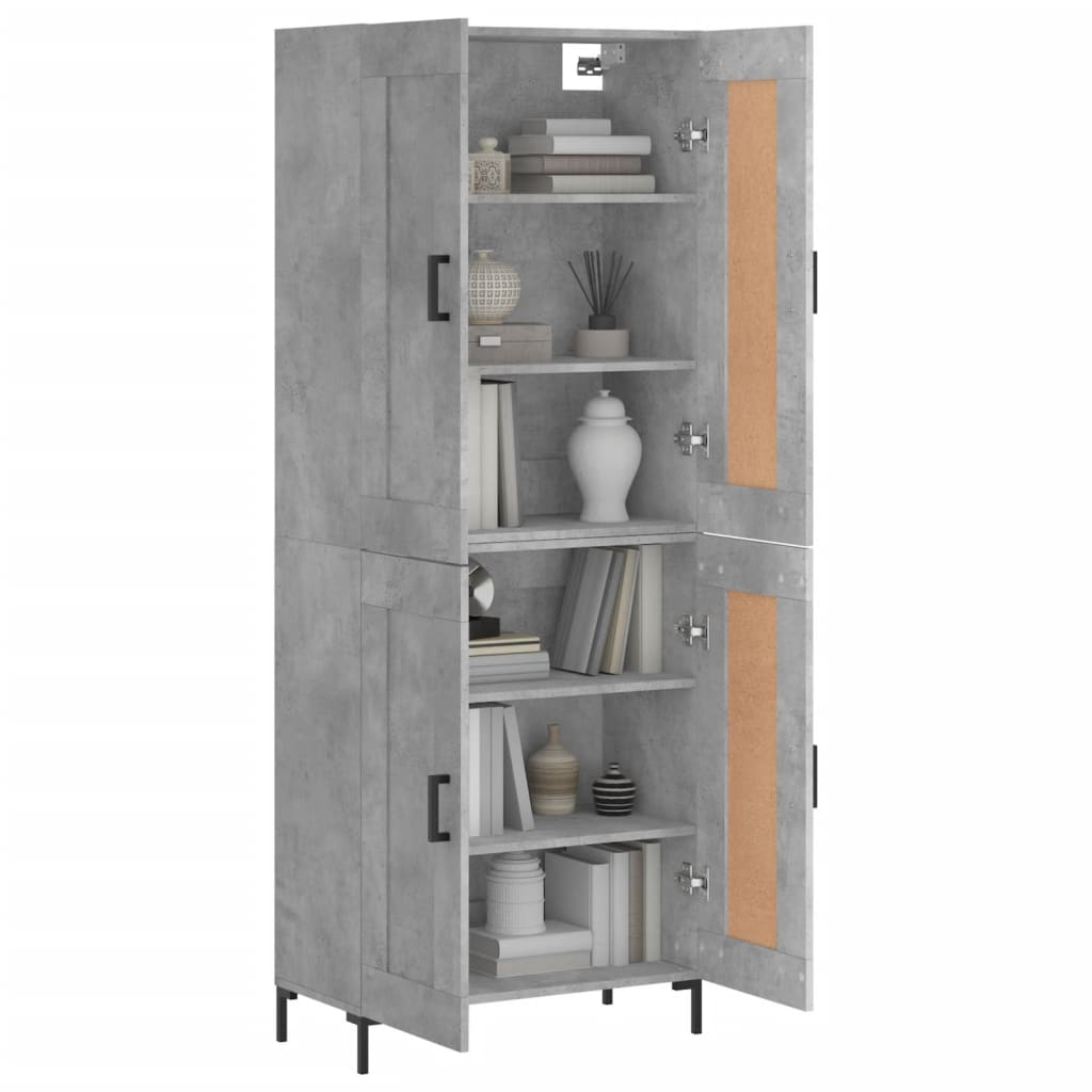 vidaXL Highboard Concrete Grey 69.5x34x180 cm Engineered Wood