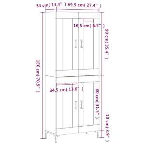 Skříň highboard betonově šedá 69,5x34x180 cm kompozitní dřevo - obrázek 13