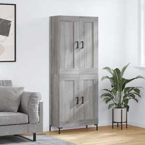 Visoka komoda siva sonoma 69,5x34x180 cm inženirski les