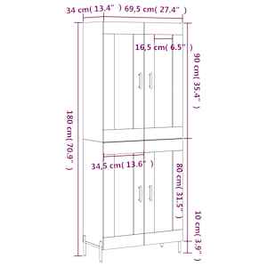 Skříň highboard betonově šedá 69,5x34x180 cm kompozitní dřevo - obrázek 13