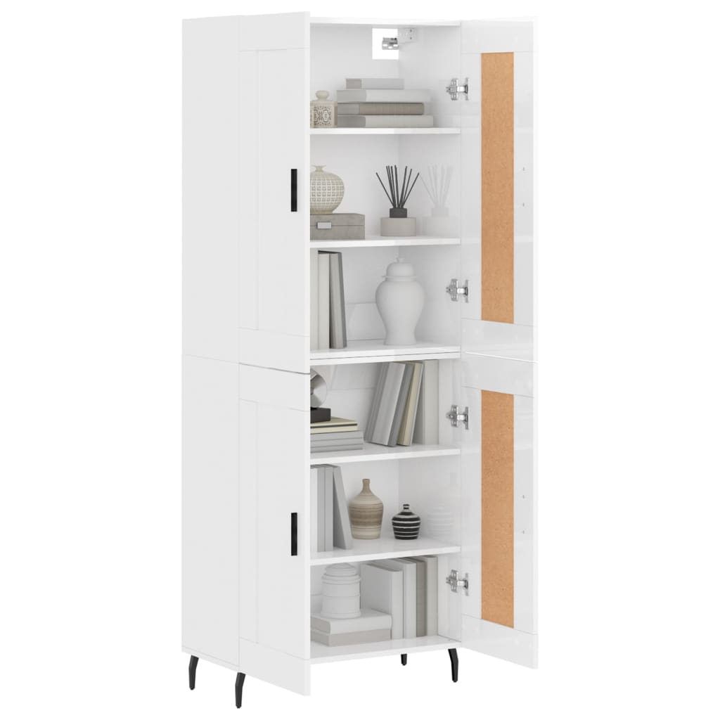 vidaXL Highboard High Gloss White 69.5x34x180 cm Engineered Wood