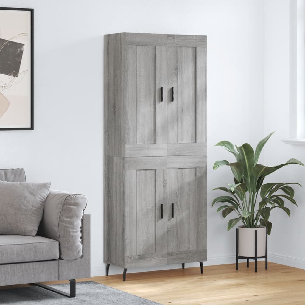 vidaXL Dulap înalt, gri sonoma, 69,5x34x180 cm, lemn compozit