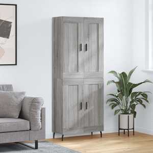 Visoka komoda siva sonoma 69,5x34x180 cm inženirski les
