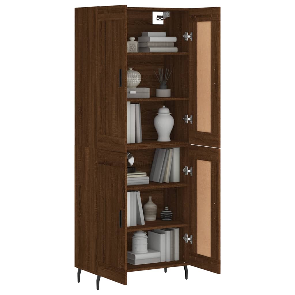 vidaXL Highboard brun eik 69,5x34x180 cm konstruert tre