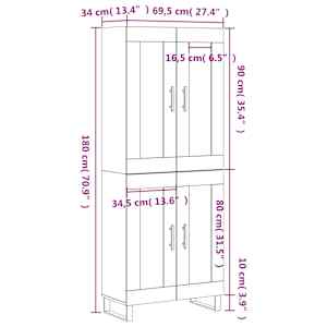 Skříň highboard bílá 69,5 x 34 x 180 cm kompozitní dřevo - obrázek 13