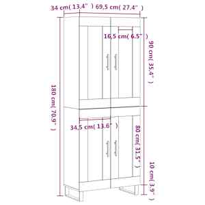 Skříň highboard dub sonoma 69,5 x 34 x 180 cm kompozitní dřevo - obrázek 13