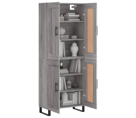 vidaXL Visoka komoda siva sonoma 69,5x34x180 cm inženirski les